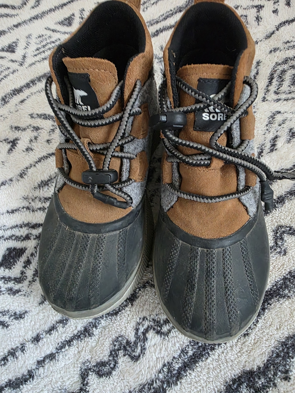 Sorel Kids Tan and Black Waterproof Duck Boots
